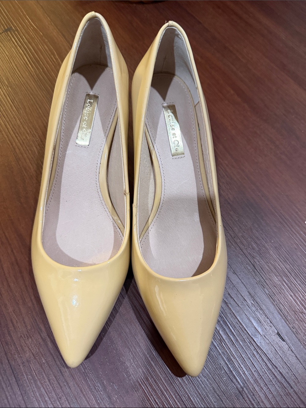 Louise et Cie Yellow Patent Pointed-Toe Pumps